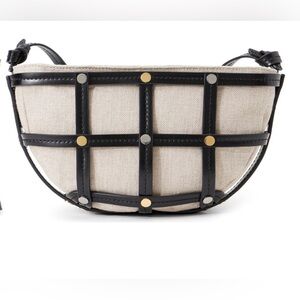 STAUD Black and Cream Crossbody Bag